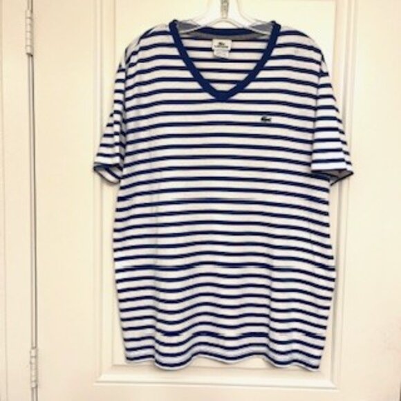 Lacoste V-neck T-shirt. Size 7, 100% cotton, Made in Peru - Picture 1 of 4